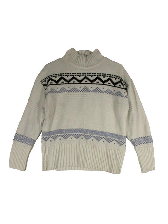 Christian Siriano Sweaters - Christian Siriano Womens Fair Isle Chenille Knit Sweater Mock Neck Size M White